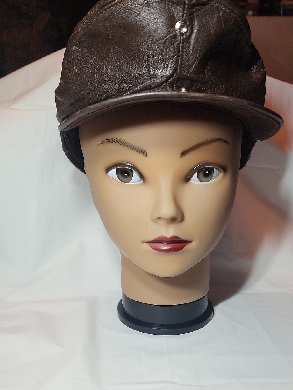 Brown Leather Newsboy Cap